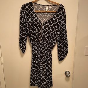 Black and white quarter zip dress